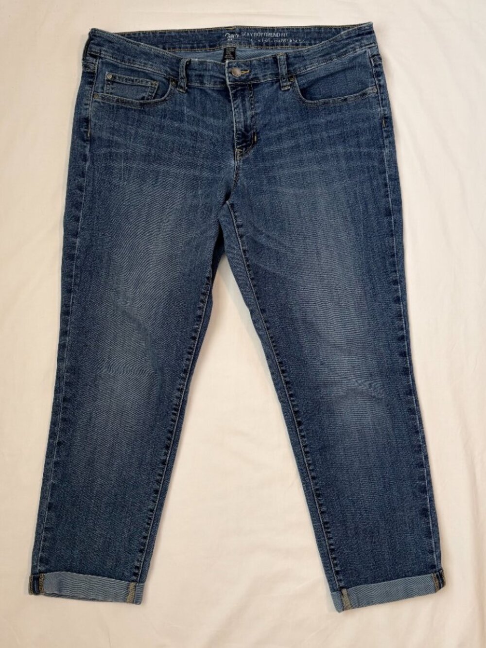 GAP Sexy Boyfriend Fit Cropped Cuffed Dark Indigo Jeans Women Size‎ 14